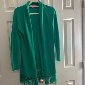 Women's Teal Open-Front Sweater
